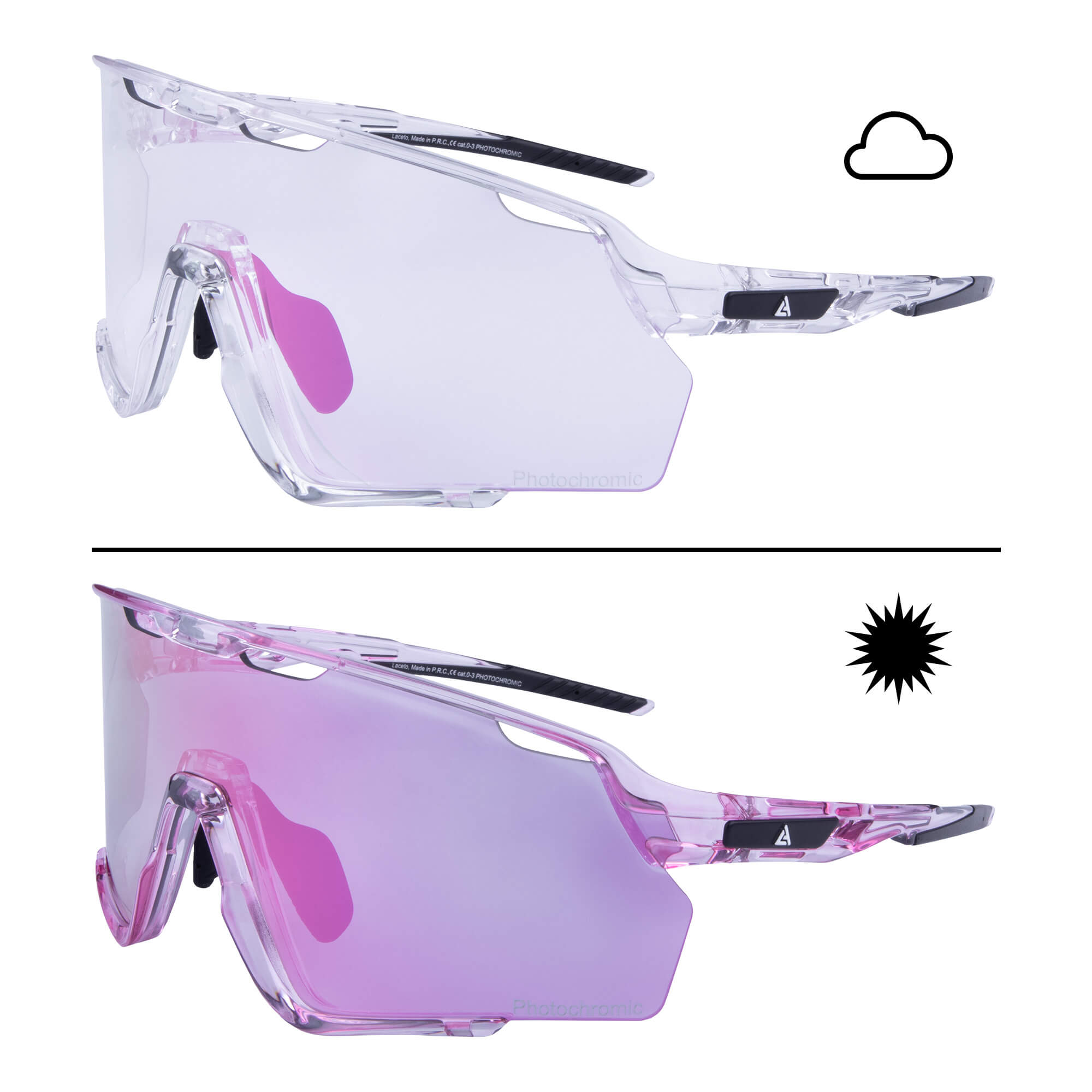 Sunglasses SPARK PINK - Photochromic lens and frame - Image 3